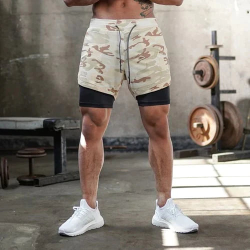 Men's fitness shorts with double layer-6