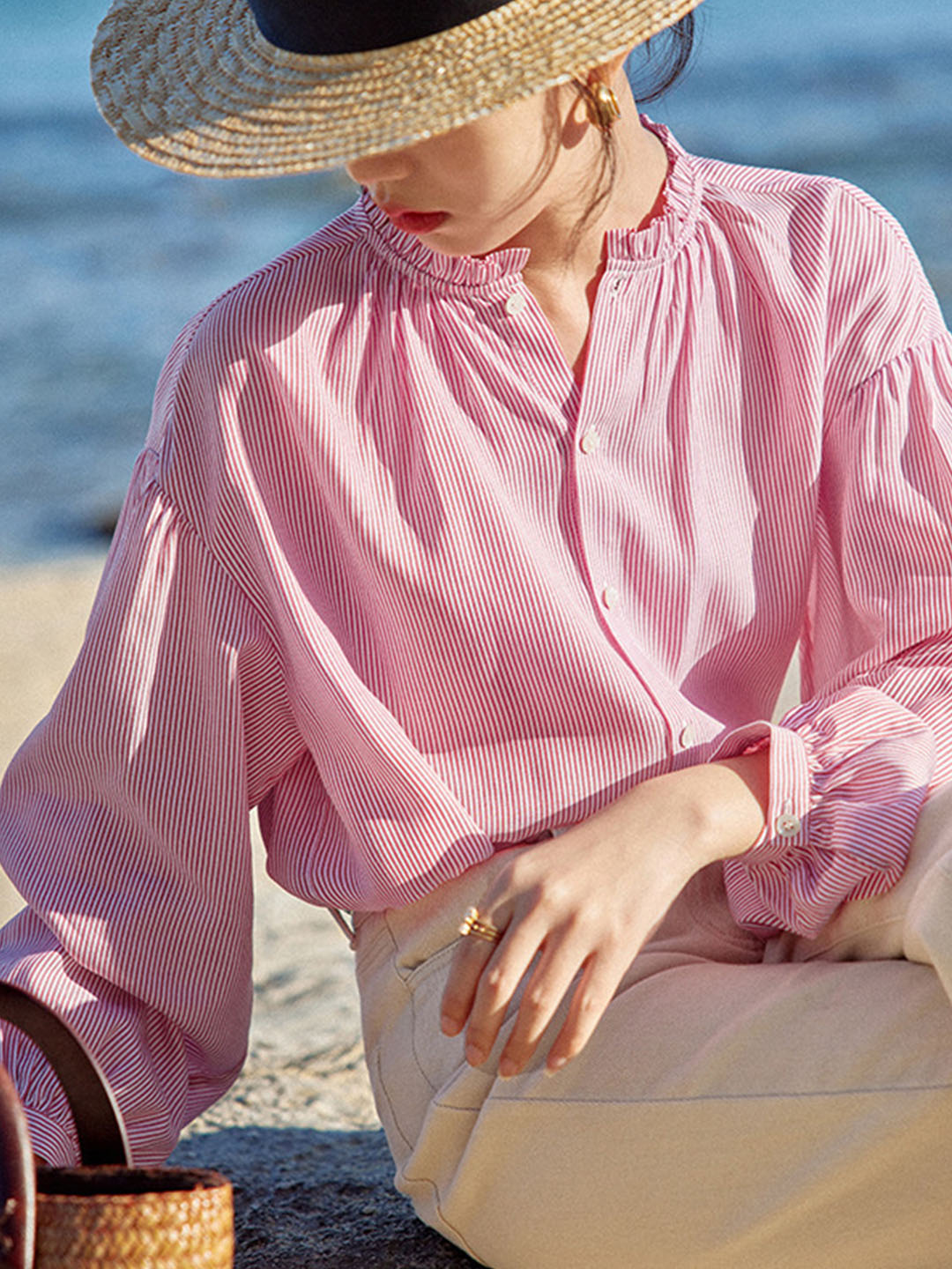 ELEANOR | Classic Crew Neck Striped Top-1