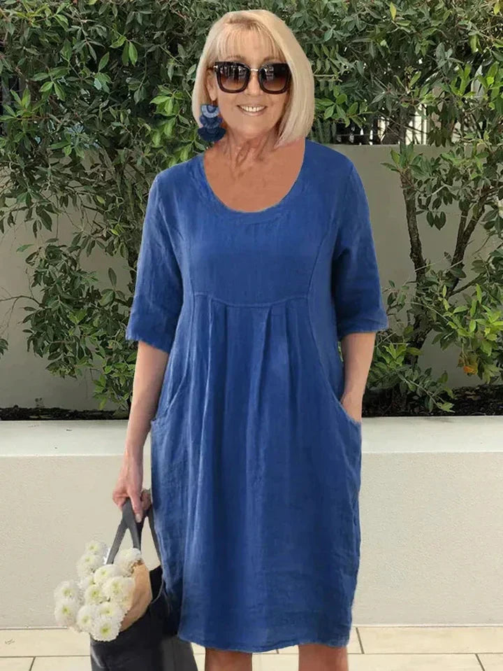 LISA | Effortlessly Chic Loose Cotton Blend Dress-2