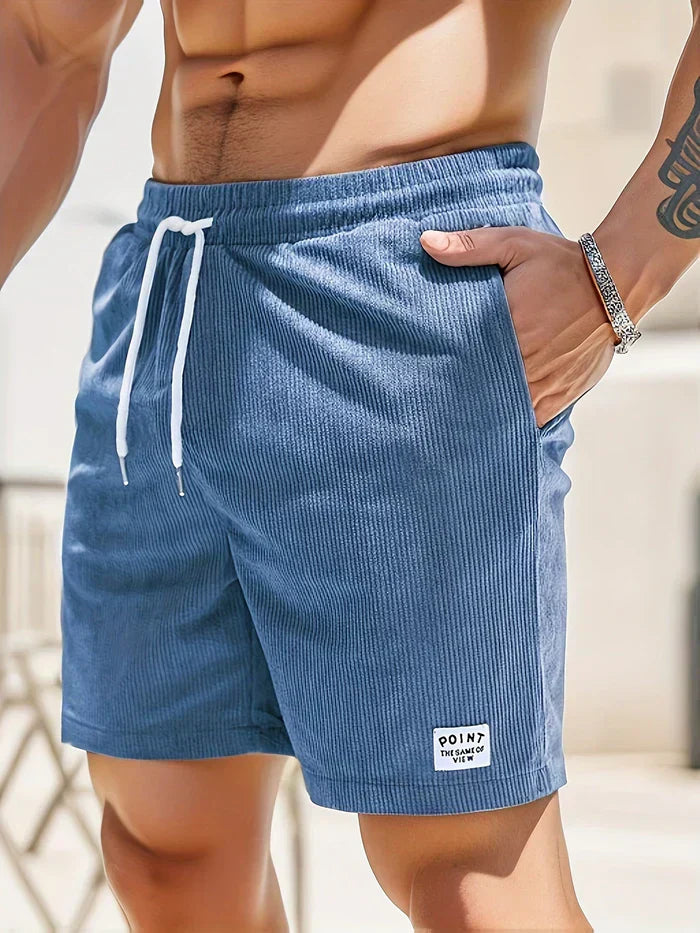Men's Casual Shorts - Elastic Waist - Adjustable Drawstring - Textured Fabric-2