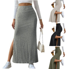Side-Slit Knit Maxi Skirt