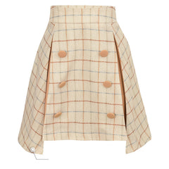 High-Waist Plaid Wool-Blend Mini Skirt