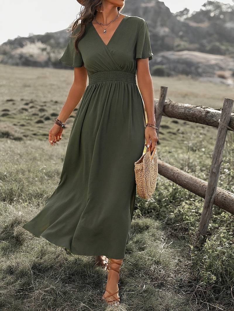 HEATHER | Elegant V-Neck Long Boho Dress-5