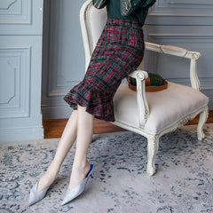 Fishtail Print Stretch Ruffle Skirt