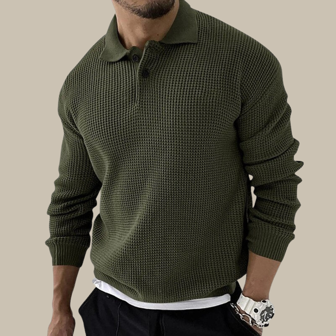 OSLO | Casual Chic Mens Polo Shirt Long Sleevs-2