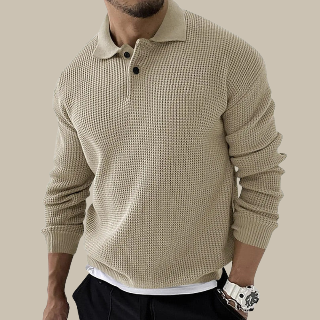 OSLO | Casual Chic Mens Polo Shirt Long Sleevs-4