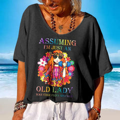 CLARA | Stylish Printed V-neck Fun Shirt-1