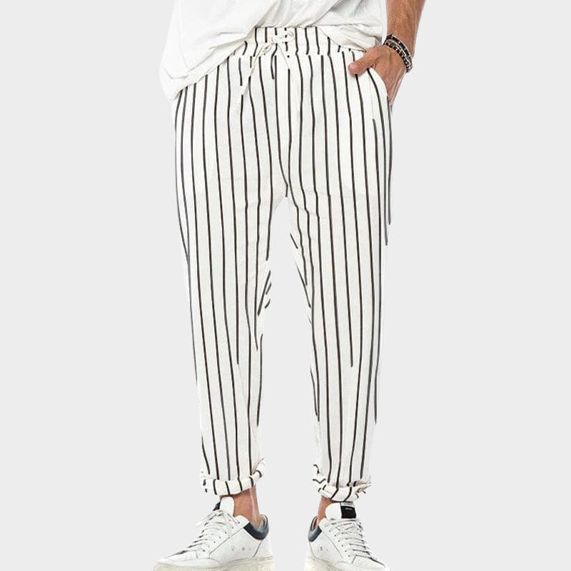 Jeroen | Casual striped pants with tensile cord for men-1