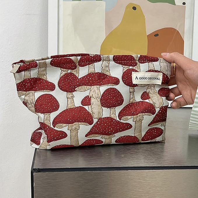 Ellie | Cute Mushroom Print Cosmetic Bag 3