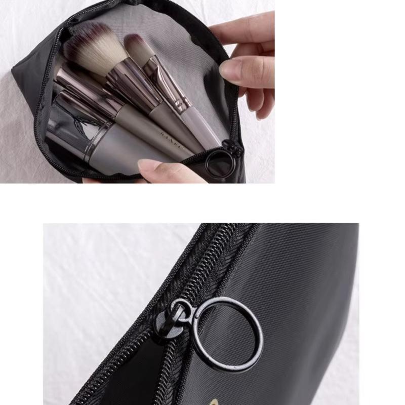 Indy | Black Mesh Travel Makeup Bag with Zipper 3