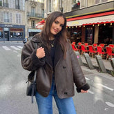 LEYNA - Schicke doppelseitige Herbst-/Winterjacke