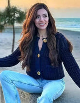 Marineblauer Strickcardigan - Vintage lässiger Charme