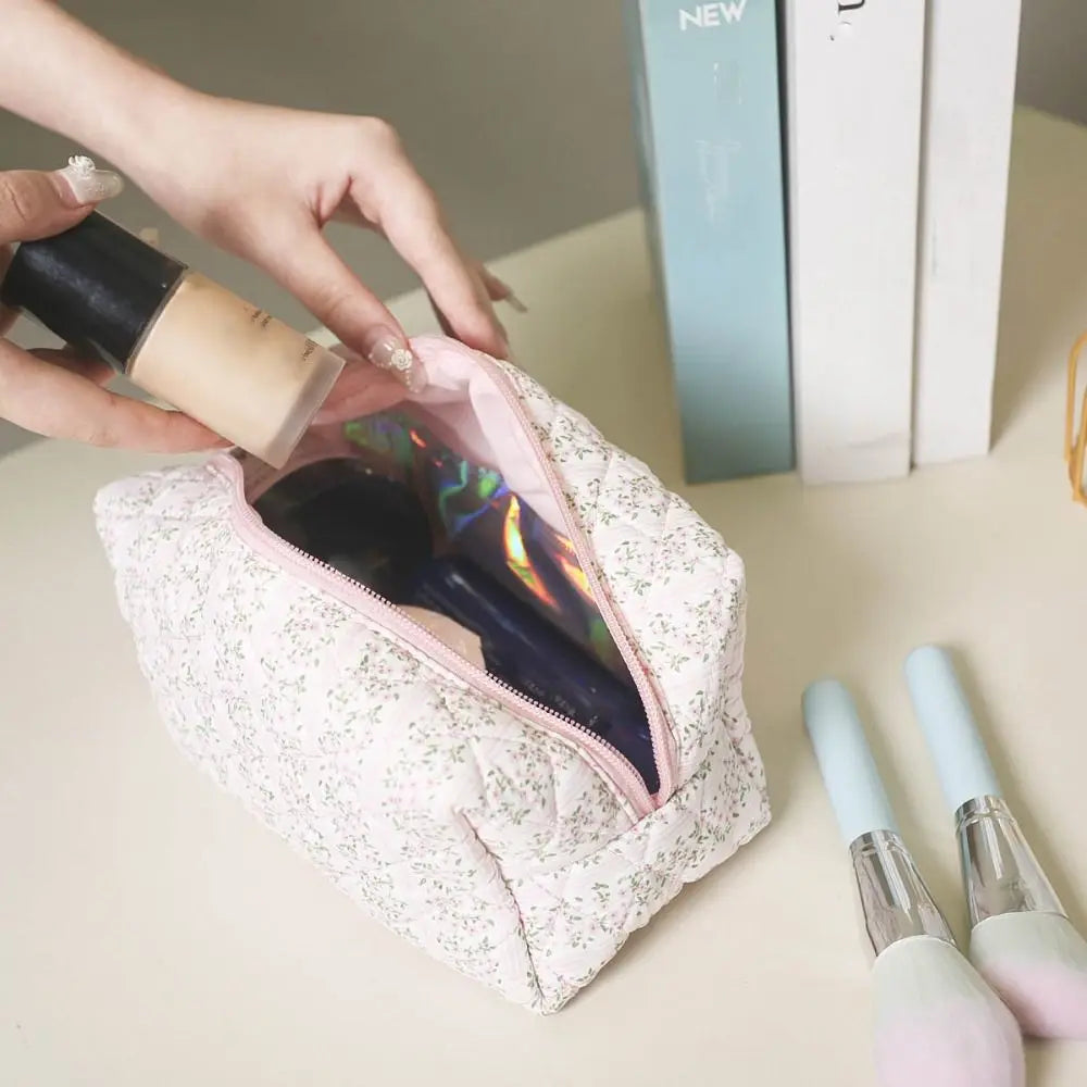 Clara | Padded Quilted Floral Makeup Bag 5