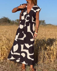 CLAIRE | Printed Maxi Dress with V-Neck-4