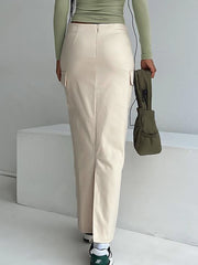 High-Waist Cotton Blend Tie-Detail Fashion Skirt
