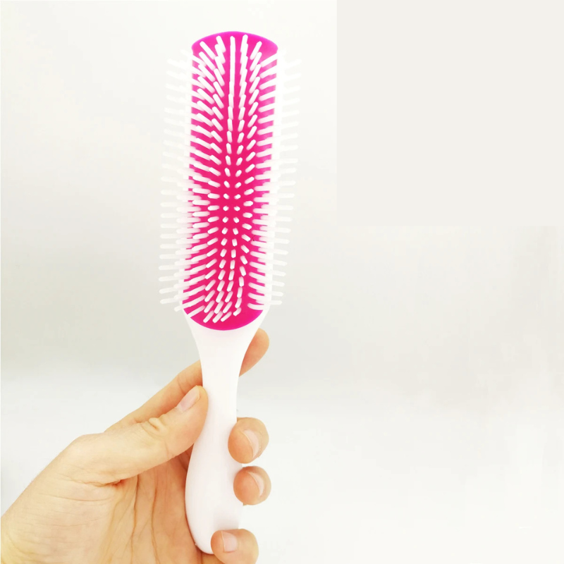CurlEase - 9-Row Detangling Brush for Straight & Curly Hair-5
