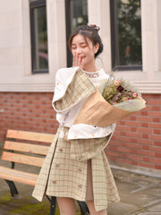 High-Waist Plaid Wool-Blend Mini Skirt