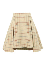 High-Waist Plaid Wool-Blend Mini Skirt