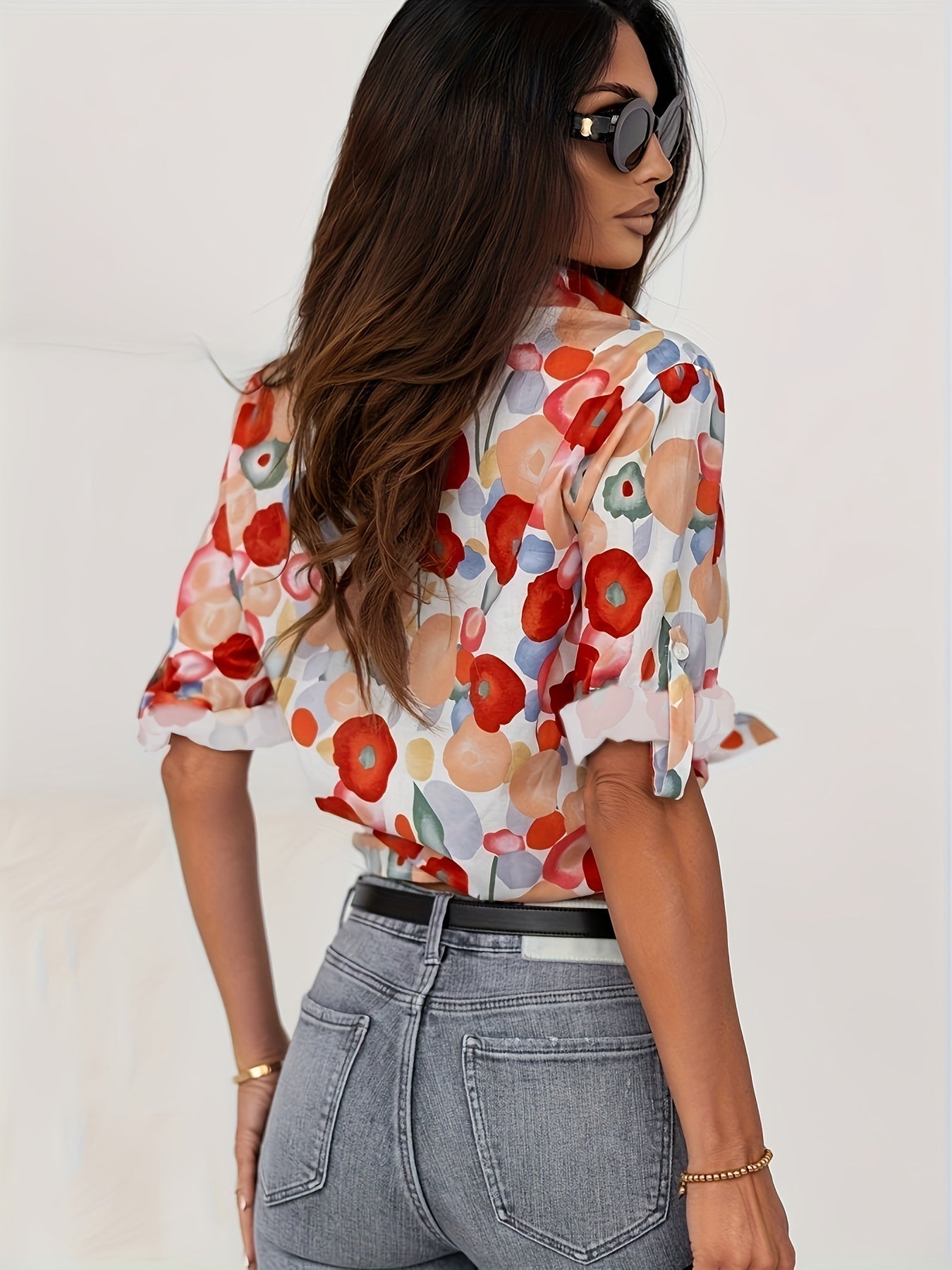 Vienna | Stylish Red Floral Blouse-3