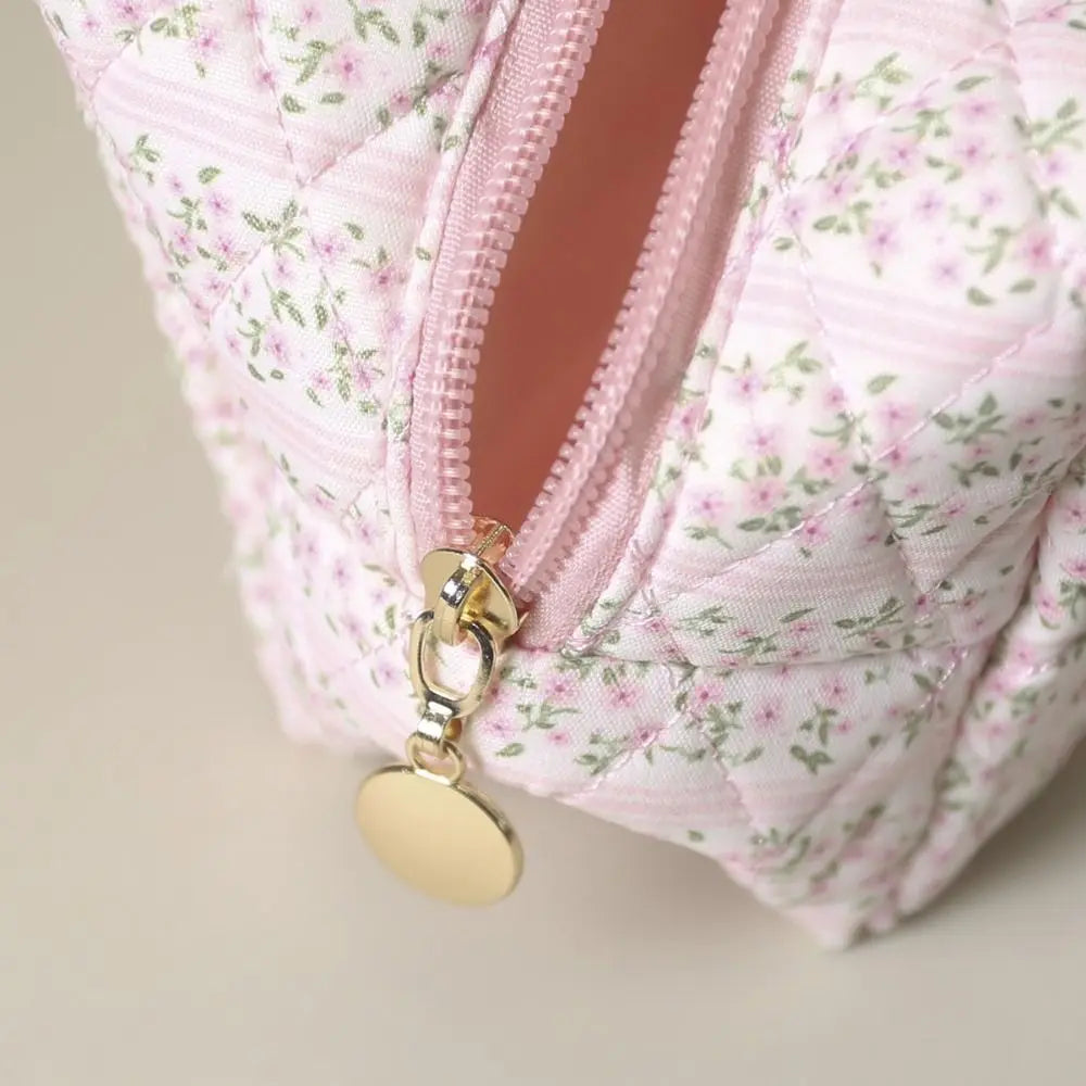 Clara | Padded Quilted Floral Makeup Bag 3
