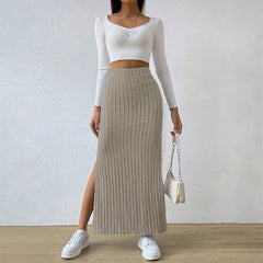 High-Elastic Slit Maxi Sheath Skirt