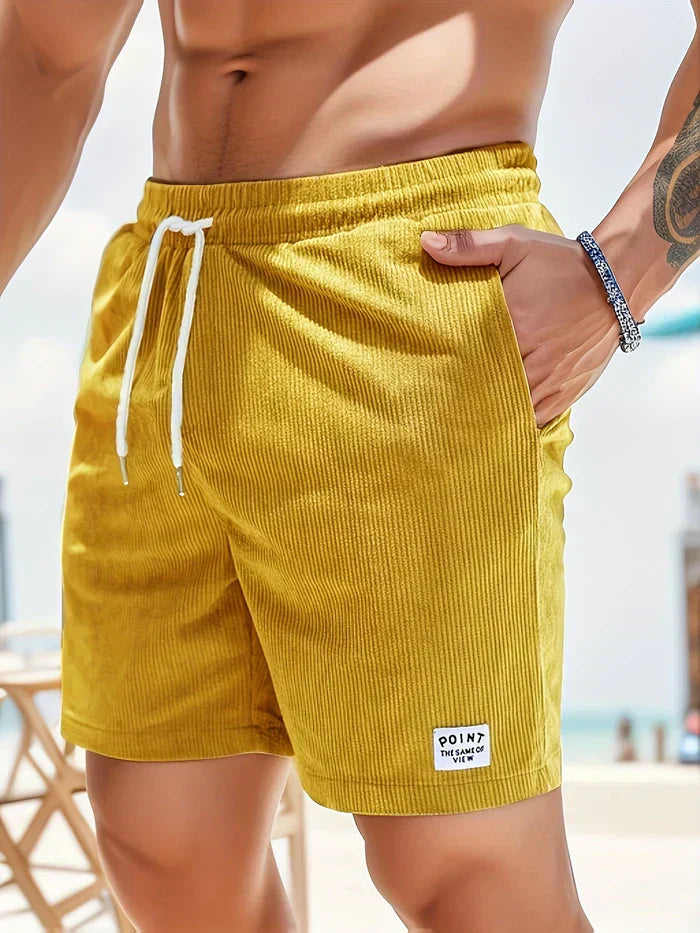 Men's Casual Shorts - Elastic Waist - Adjustable Drawstring - Textured Fabric-4