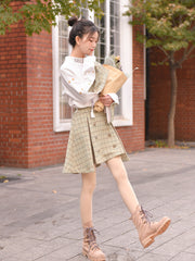 High-Waist Plaid Wool-Blend Mini Skirt