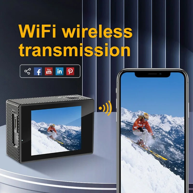 4K Ultra HD Sport Pro Camera - Wifi Enabled and Waterproof for Vlogging and Outdoor Sports 3