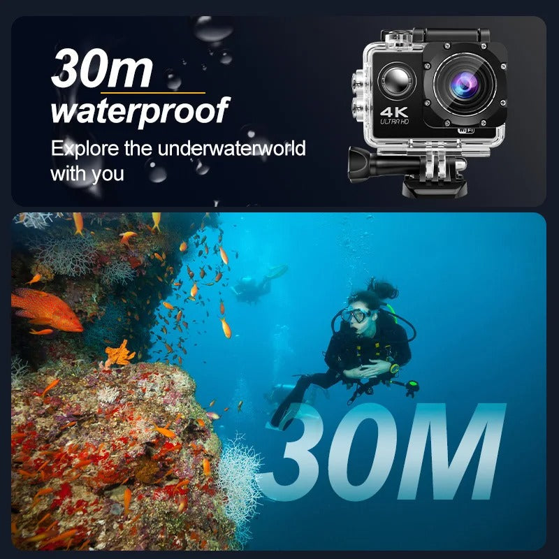 4K Ultra HD Sport Pro Camera - Wifi Enabled and Waterproof for Vlogging and Outdoor Sports 4