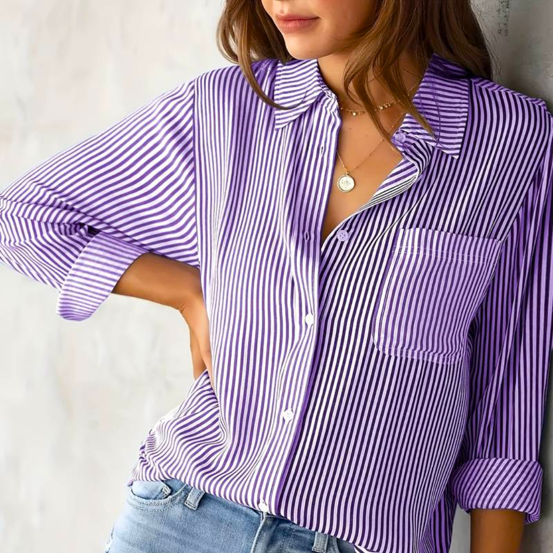 OLIVIA | Comfortable Classic Button Down Blouse-5
