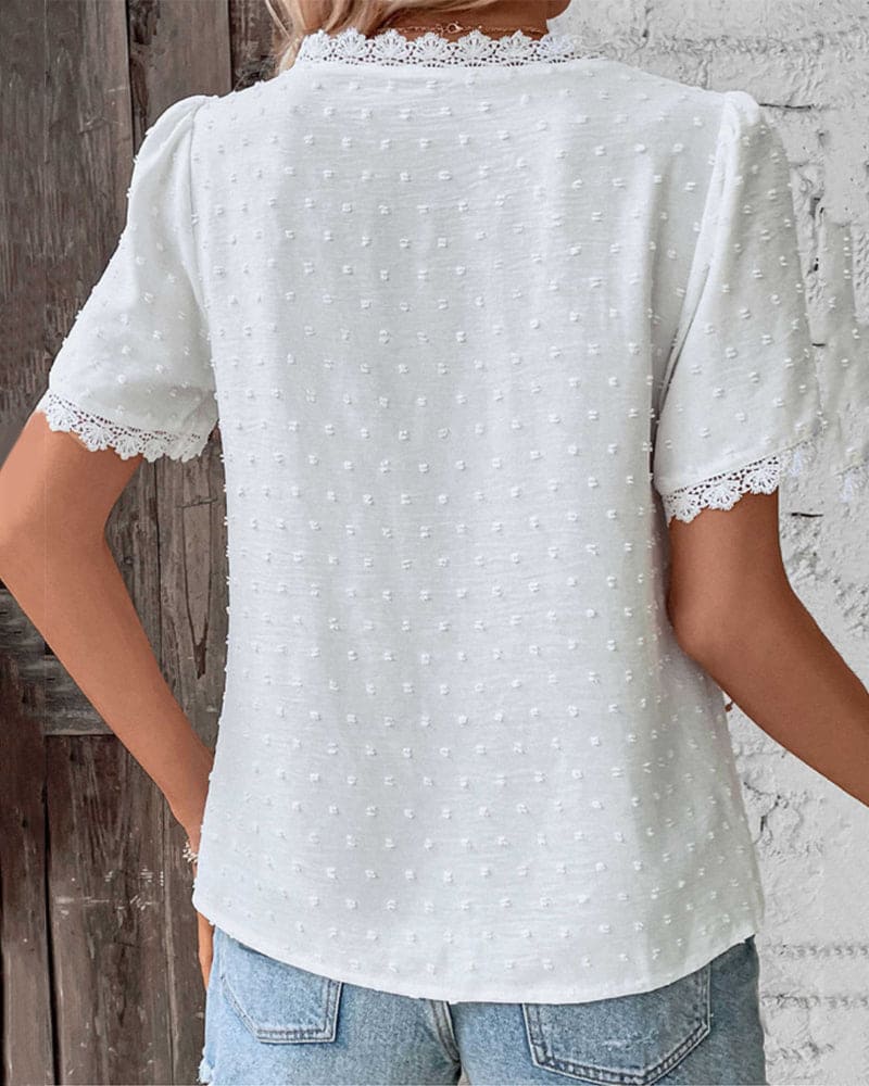 ZOE | Lace Blouse Short Sleeves with V-Neck-5