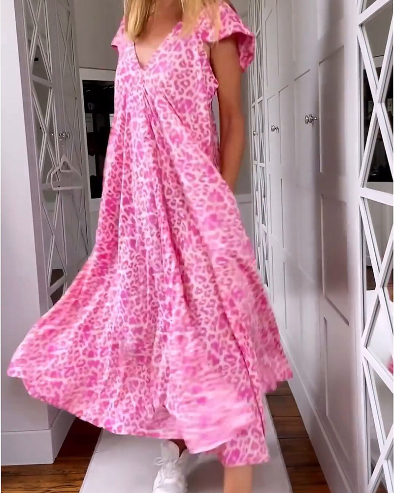 VANESSA | V-Neck Short Sleeve Long Dress-3