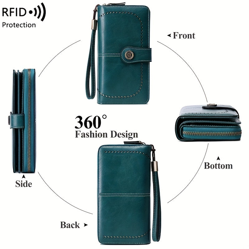 Skyla | Retro RFID Travel Wallet | Large Capacity 4