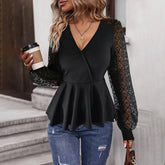 Mesh-Detail Faltenbluse - Modernes professionelles Statement