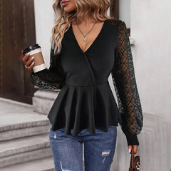 Mesh-Detail Faltenbluse - Modernes professionelles Statement