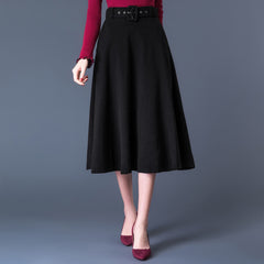 Classic A-Line Wool Blend Skirt