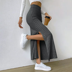 High-Elastic Slit Maxi Sheath Skirt