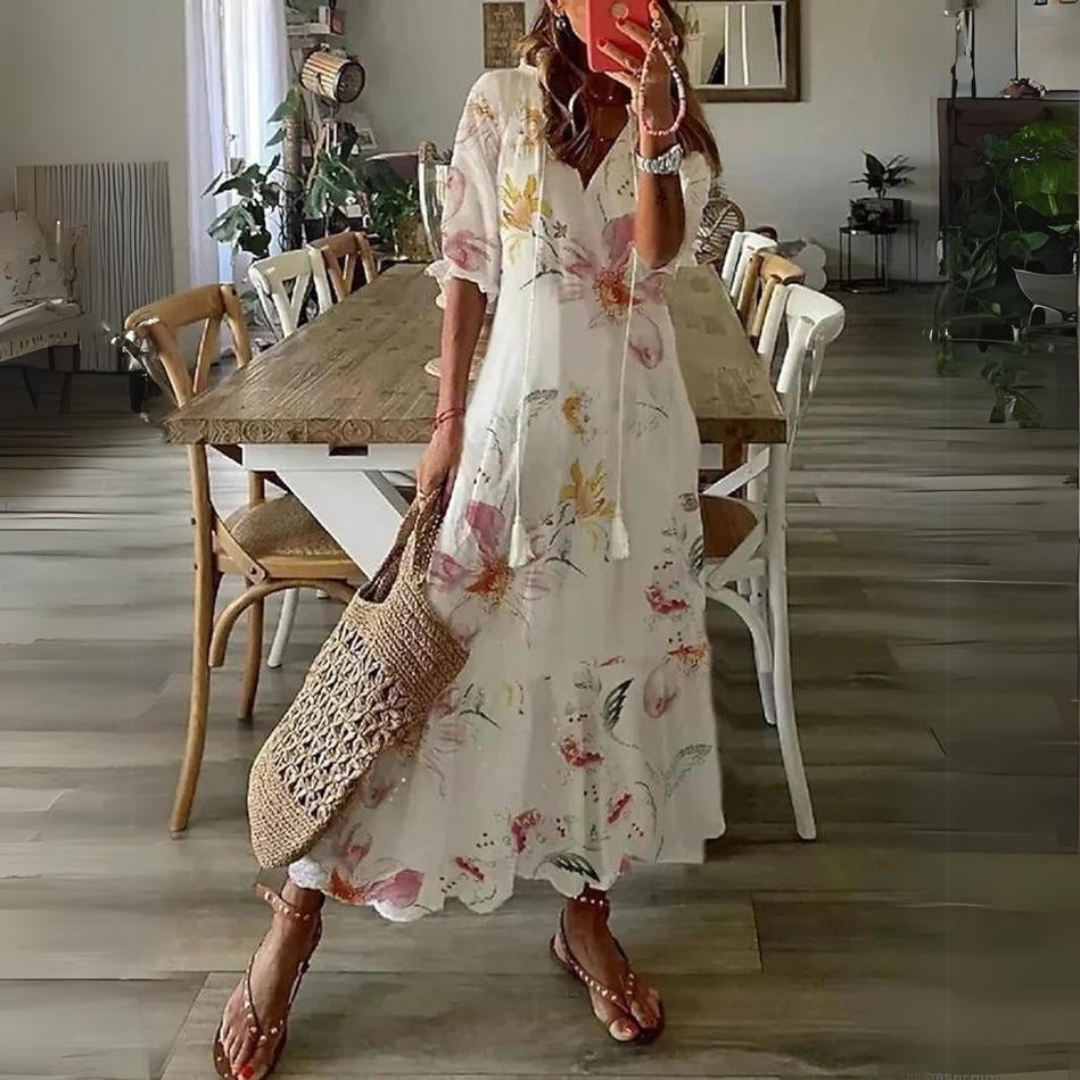 Alyanna | Flattering Floral Print Maxi Dress-4
