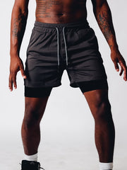 Men's fitness shorts with double layer-2