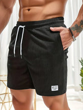 Men's Casual Shorts - Elastic Waist - Adjustable Drawstring - Textured Fabric-1