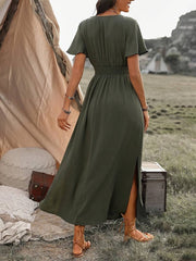 HEATHER | Elegant V-Neck Long Boho Dress-4