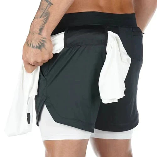 Men's fitness shorts with double layer-5