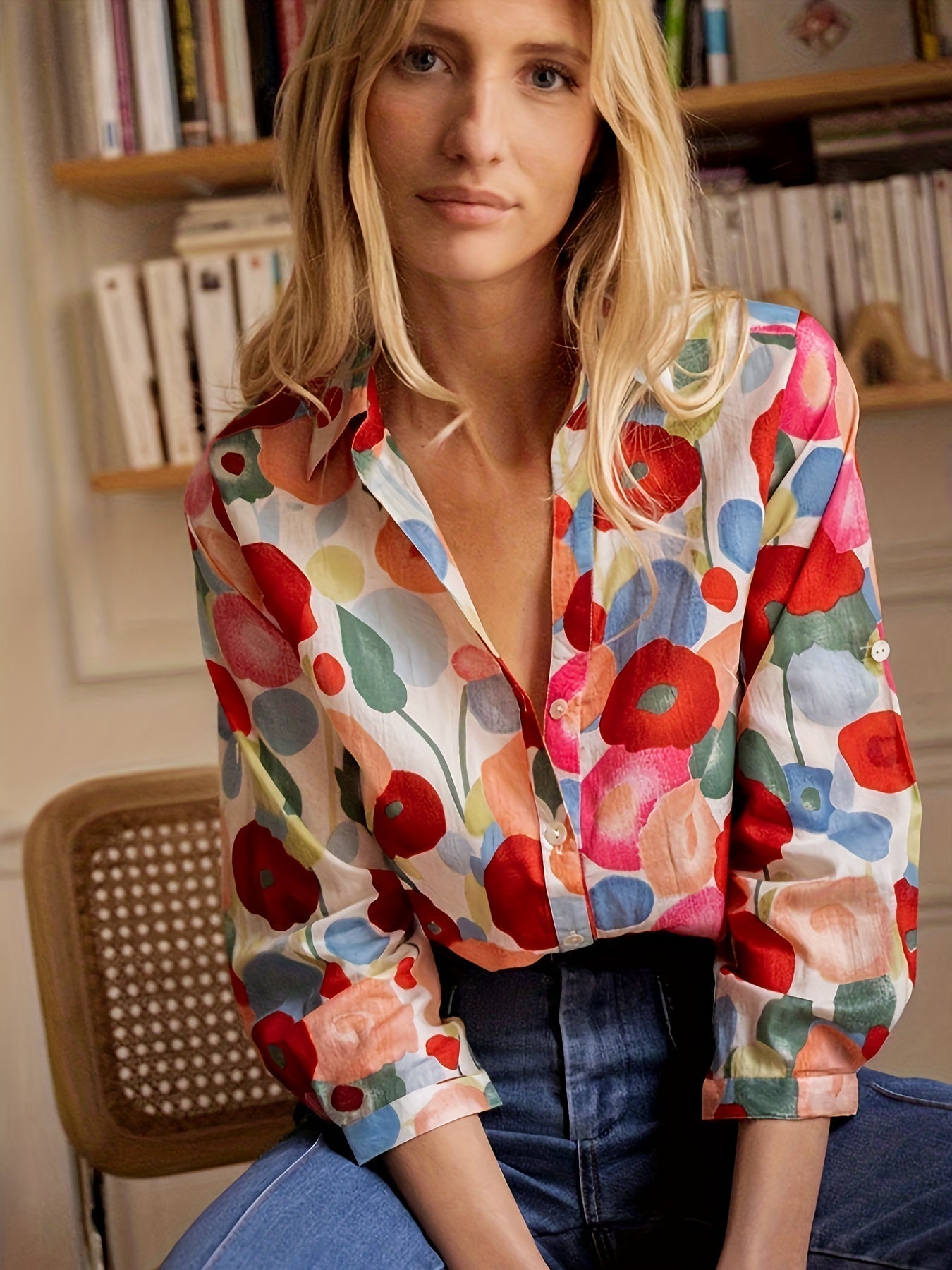 Vienna | Stylish Red Floral Blouse-2