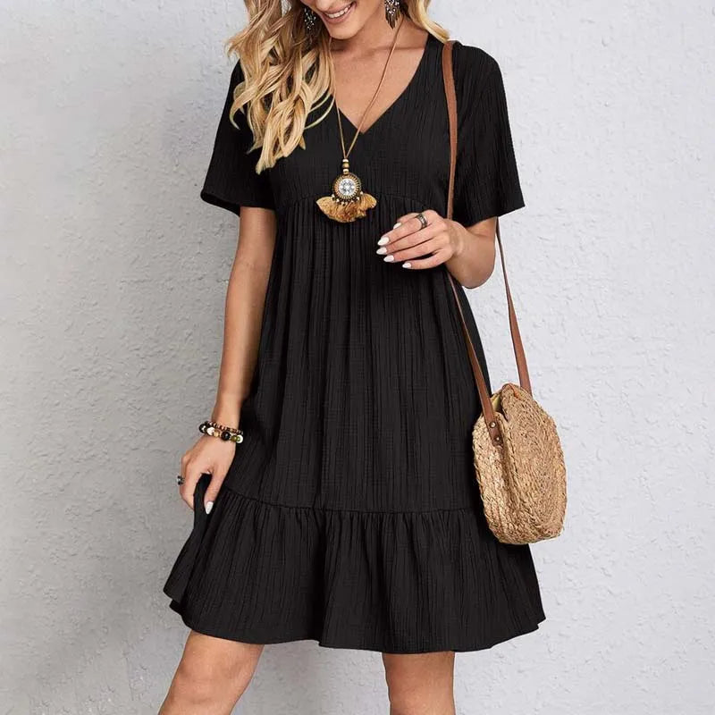 Elma | Comfy and Casual V-Neck Mini Dress-4
