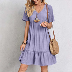 Elma | Comfy and Casual V-Neck Mini Dress-3