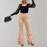 Callie | Trendy Corduroy Flared Trousers-1