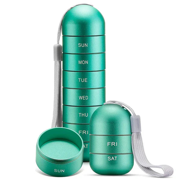 Aluminum 7 Days Portable Pill Organizer for Travel, Pill Box Pill Container 1
