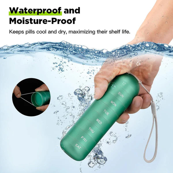 Aluminum 7 Days Portable Pill Organizer for Travel, Pill Box Pill Container 8