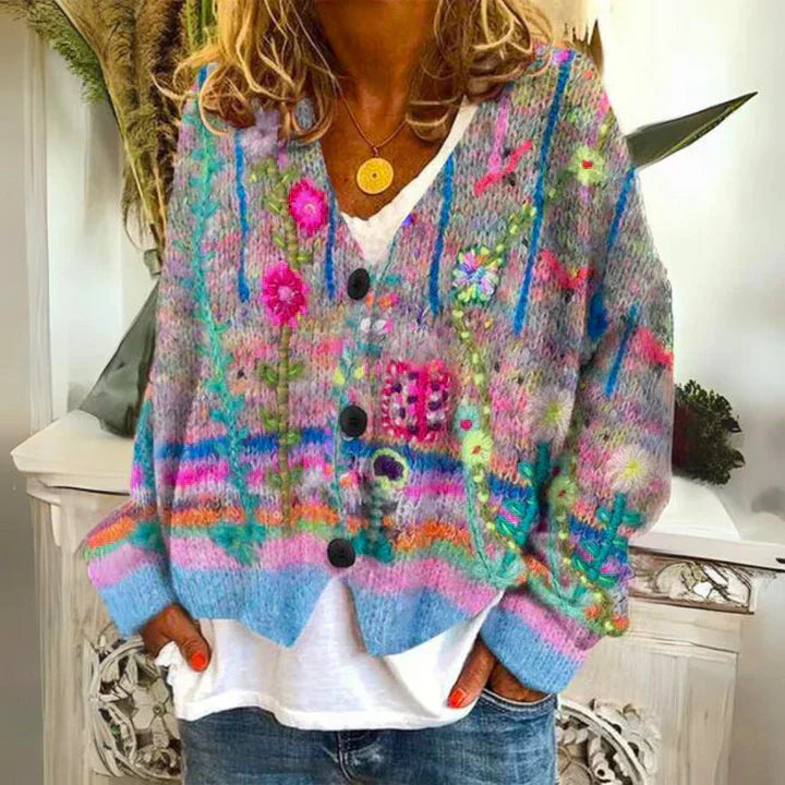 Angie | Women's Floral Warm Cardigan | Button Down 0