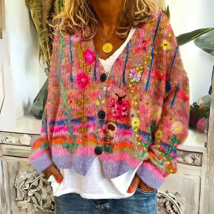 Angie | Women's Floral Warm Cardigan | Button Down 2